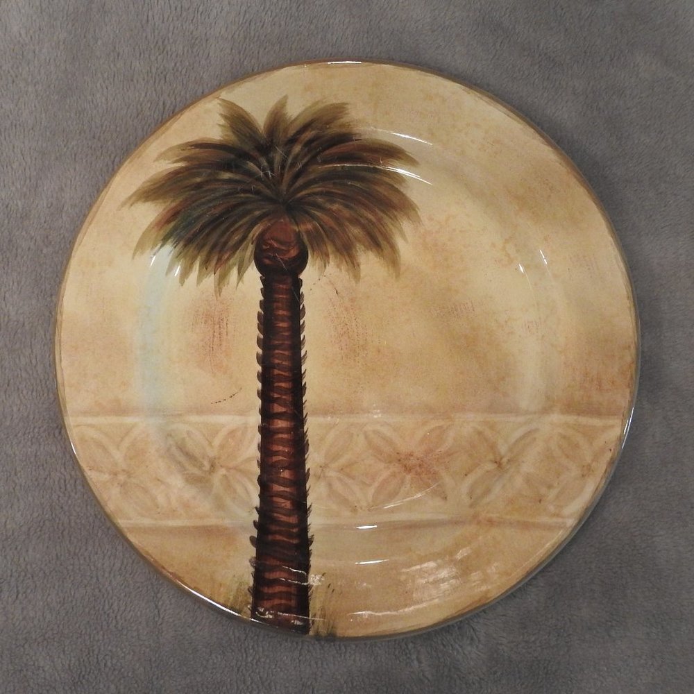 1 Bellagio Hand Painted Dinner Plates by Tabletops Unlimited - Palm Tree